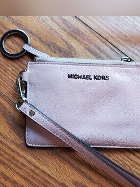 Michael Kors Jet Set Travel Sunset Rose Leather Coinpouch/ID/Keys/ Wristlet